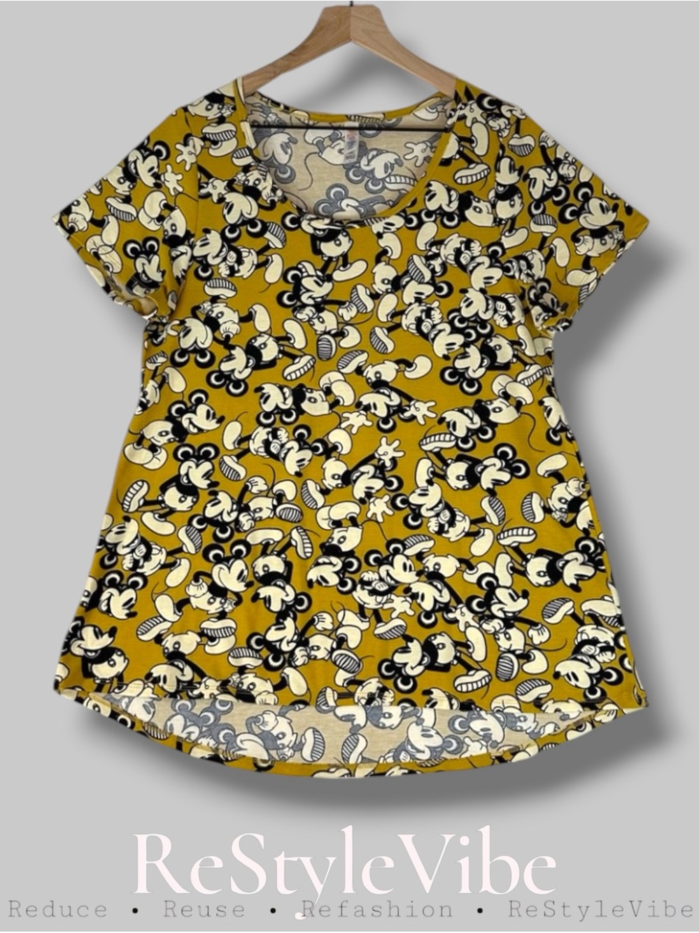LULAROE Women’s Size L Shirt Tee Disney Mickey Mouse Print High Low Hem Loose